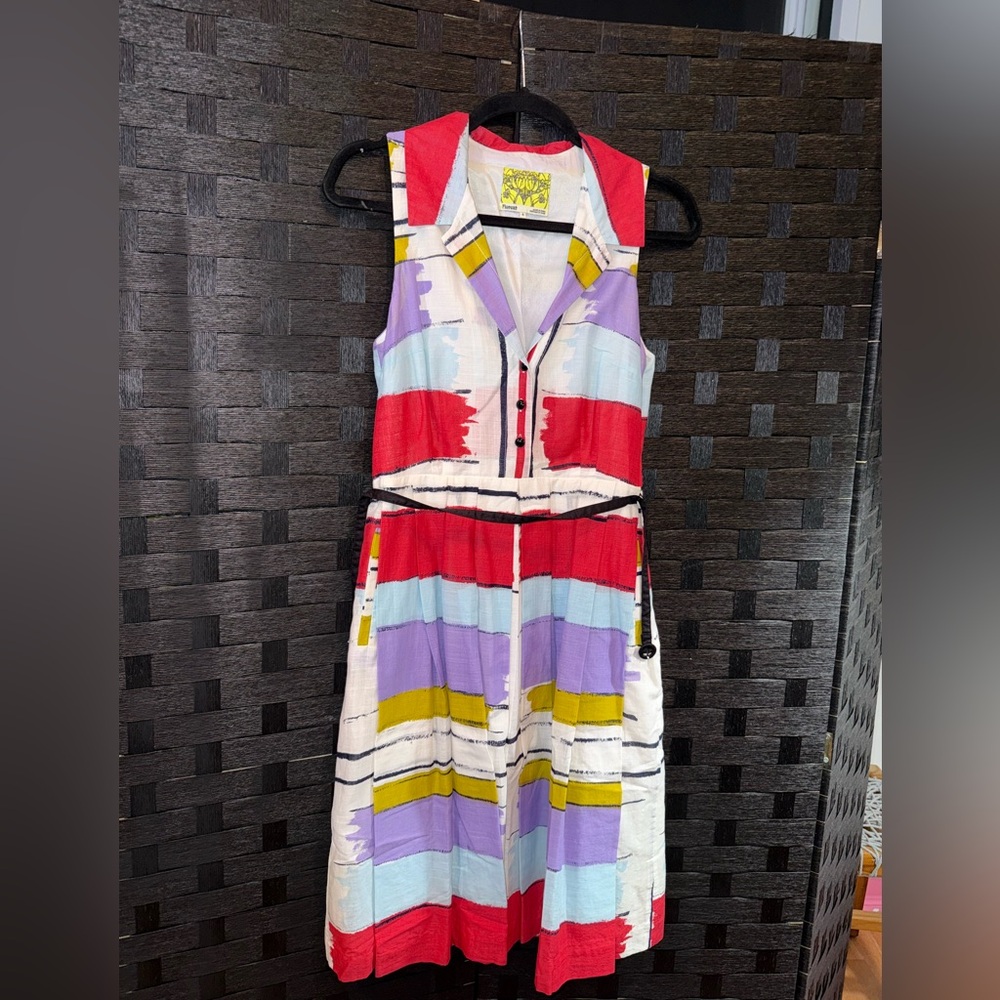 Floreat Multi Color Dress With Color And Belt